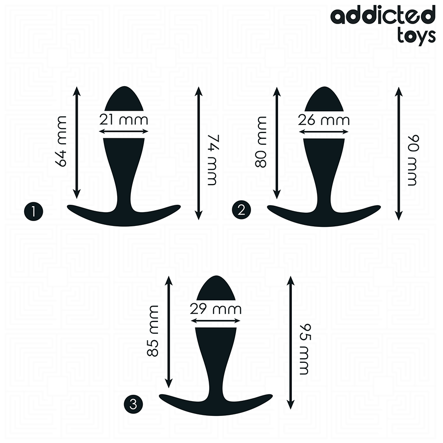 Kit 3 Plugs Anaux Progressifs Silicone Base Ancre 3 Tailles - Addicted Toys