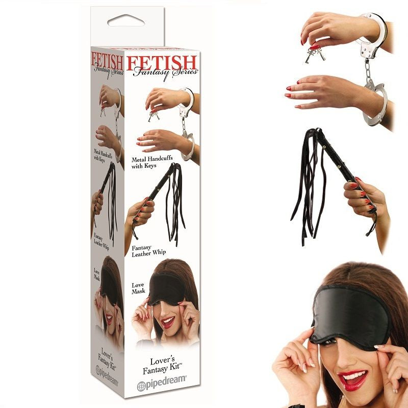 Kit BDSM Lovers Fantasy Fouet Menottes Masque Satin - Fetish Fantasy