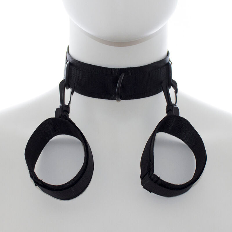 Kit BDSM Menottes et Collier Nylon Réglable Velcro Taille Unique - Ohmama