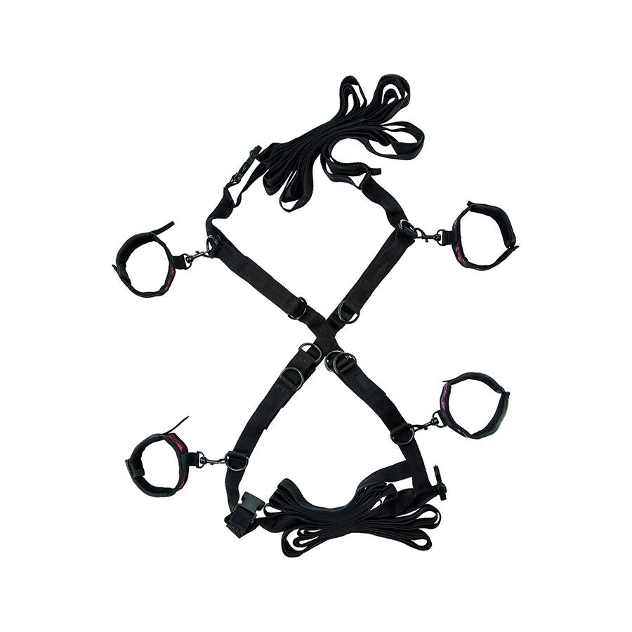 Kit Croix de Lit Bondage Scandal Réglable Menottes Rembourrées - CalExotics