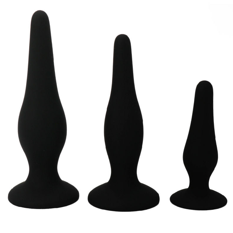 Kit d'Initiation Plug Anal Silicone 3 Tailles Progressives Ventouse - Pretty Love