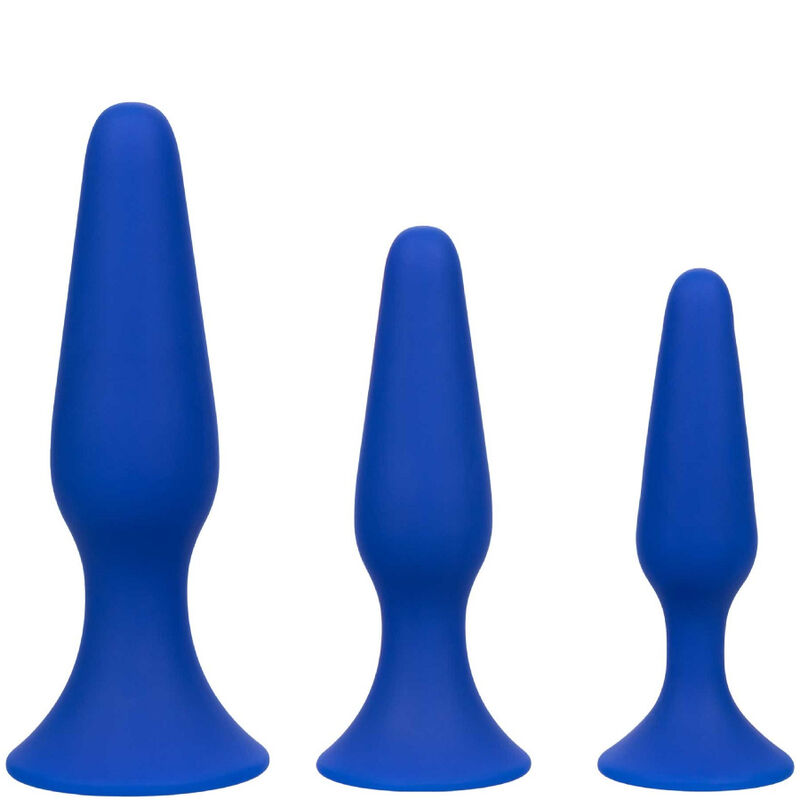 Kit Plug Anal Admiral 3 Tailles Graduées Ventouse Bleu - CalExotics