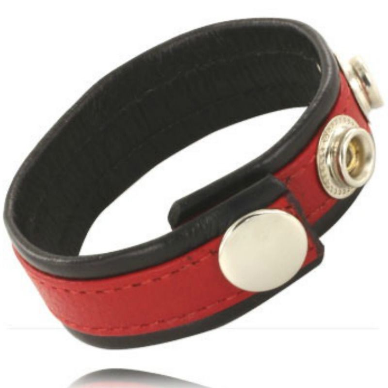 LEATHER BODY - SANGLE EN CUIR RÉGLABLE POUR PÉNIS ROUGE-NOIR