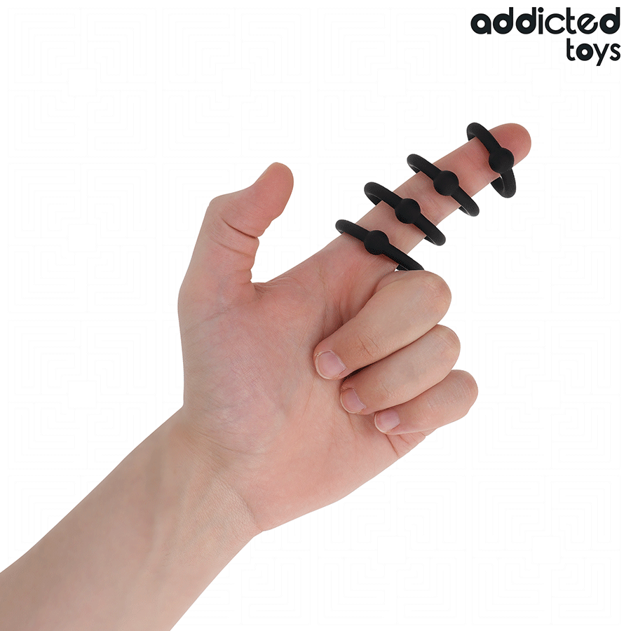 Lot de 4 Cockrings Silicone Pression Progressive 4 Tailles - Addicted Toys
