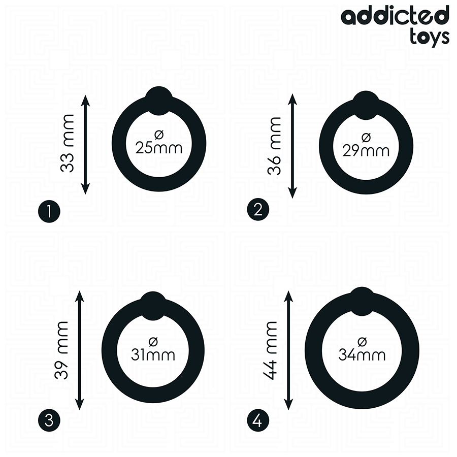Lot de 4 Cockrings Silicone Pression Progressive 4 Tailles - Addicted Toys