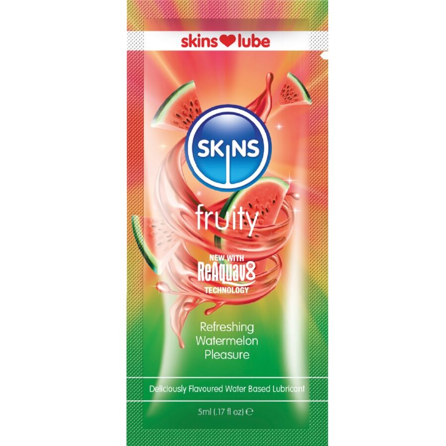 Lubrifiant Eau Pastèque Fraise Dose Unique 5 ml - Skins