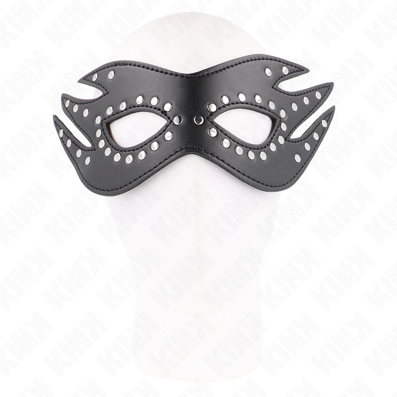 Masque BDSM Cuirette à Rivets Modèle 3 Ajustable 26 x 9,5 cm - Kink