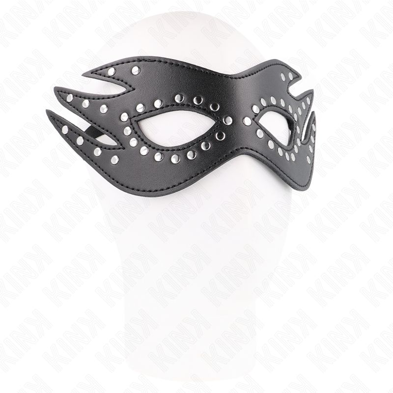 Masque BDSM Cuirette à Rivets Modèle 3 Ajustable 26 x 9,5 cm - Kink
