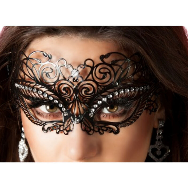 Masque Vénitien Laiton Cristaux Rubans Satin Taille Unique - Chilirose