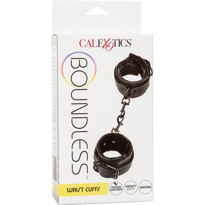 Menottes BDSM Boundless Cuir Végétalien Réglables Fermoirs Pivotants - CalExotics