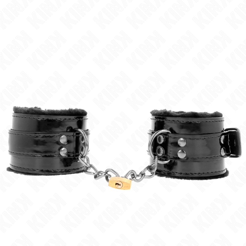 Menottes BDSM Poignets Cuir Verrou Cuivre Réglable 17-29 cm - Kink