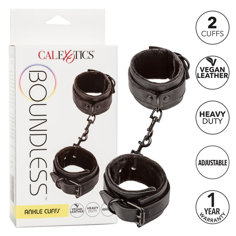 Menottes de Chevilles BDSM Boundless Réglables Cuir Vegan - CalExotics