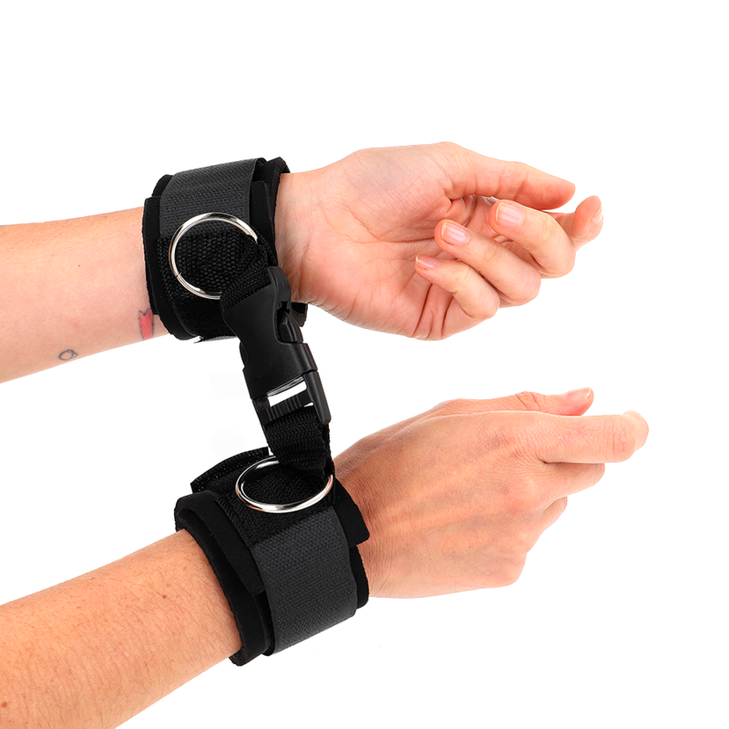 Menottes Poignets Néoprène BDSM Attaches Réglables 22-34 cm - Kink