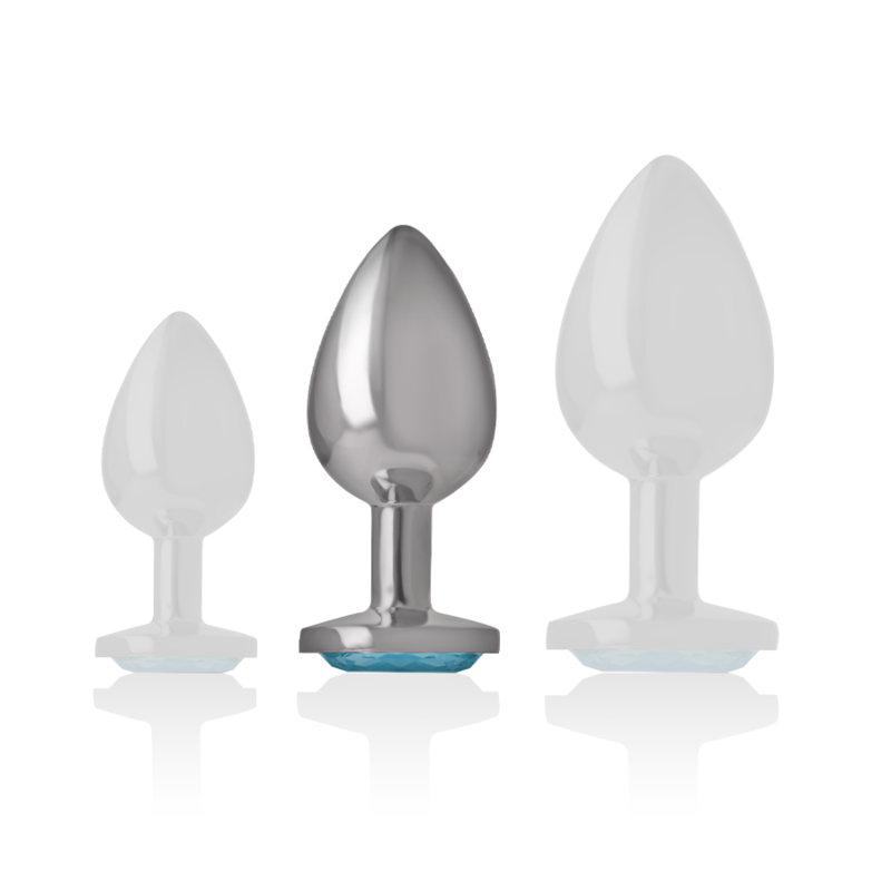 Plug Anal Bijou Métal Bleu Brillant Taille M 8 cm - Intense