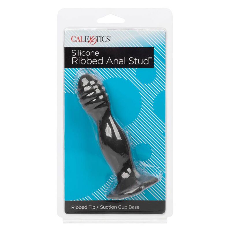 Plug Anal Côtelé Stud Silicone Ventouse Mains Libres - CalExotics