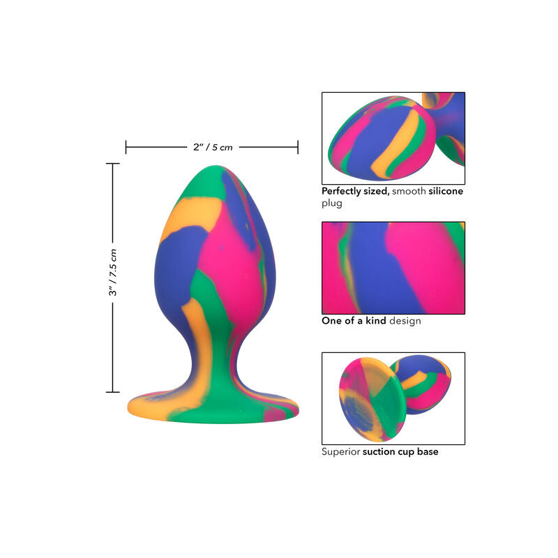 Plug Anal Cheeky Tie-Dye Silicone Base Ventouse Taille Moyenne - CalExotics