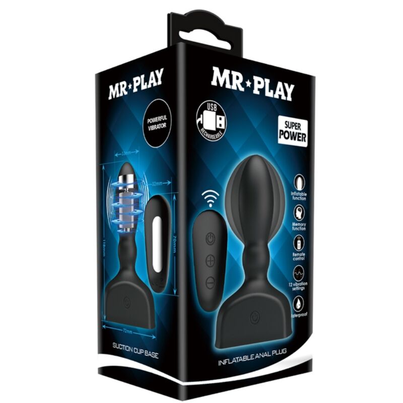 Plug Anal Gonflable Vibrant Télécommande Sans Fil 12 Modes - Mr Play