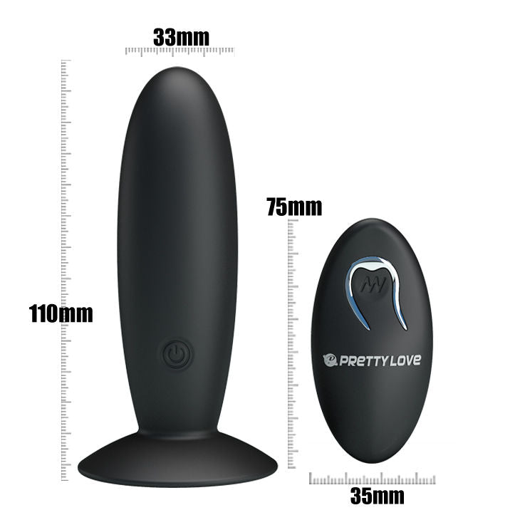 Plug Anal Vibrant Rechargeable Télécommandé 12 Modes Ventouse - Pretty Love