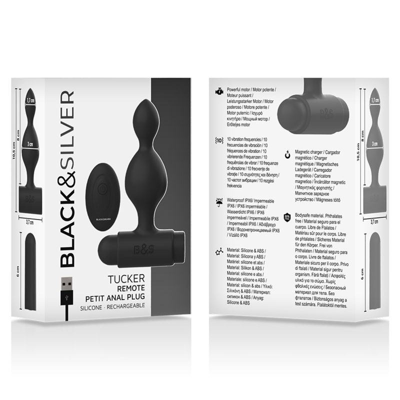Plug Anal Vibrant Tucker Télécommandé 10 Modes Silicone - Black&Silver