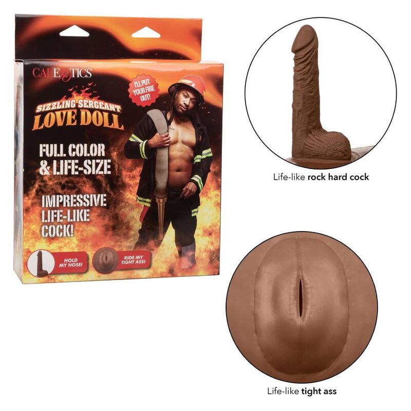 Poupée Gonflable Masculine Sizzling Sergeant Gode Texturé 2 Orifices - CalExotics
