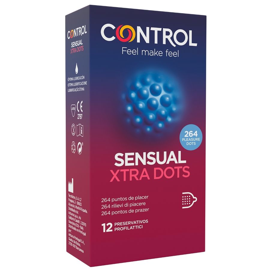 Préservatifs Texturés Xtra Dots 264 Points Stimulants Boîte de 12 - Control