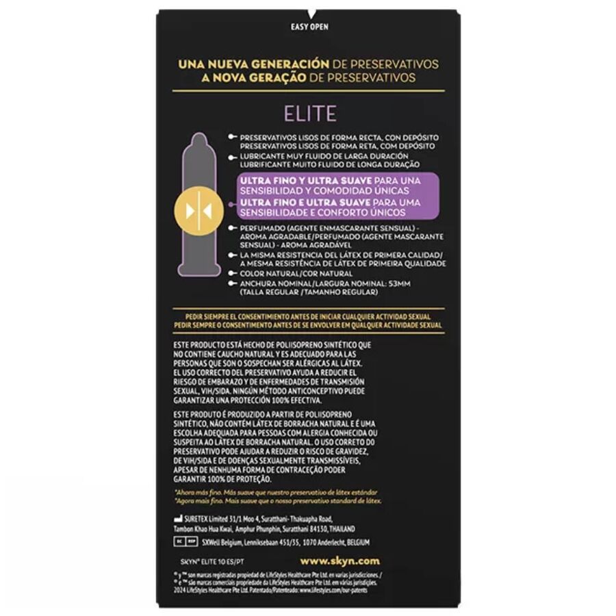 Préservatifs Ultra-Fins Elite Sans Latex SKYNFEEL 10 Unités - Skyn