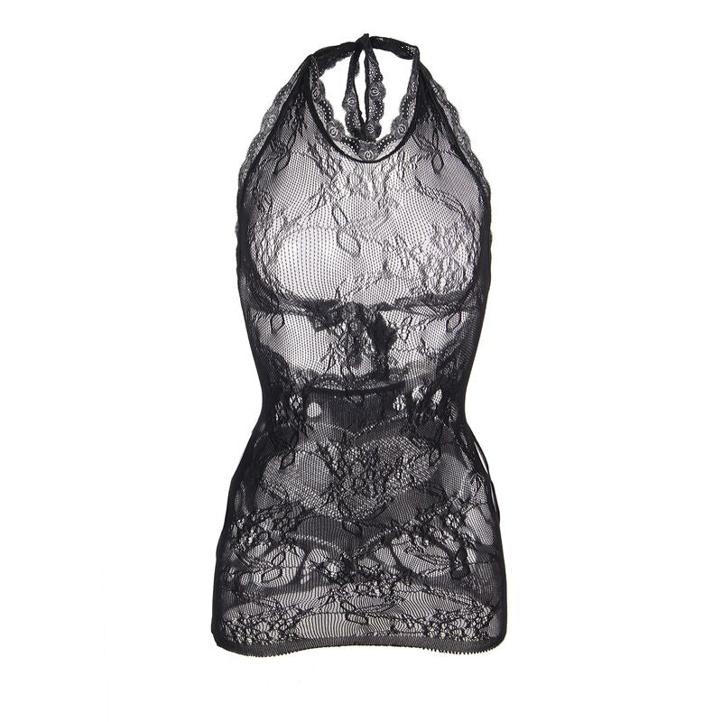 Robe Courte Résille Dos Ouvert Détail Cœur Noir Taille Unique - Subblime