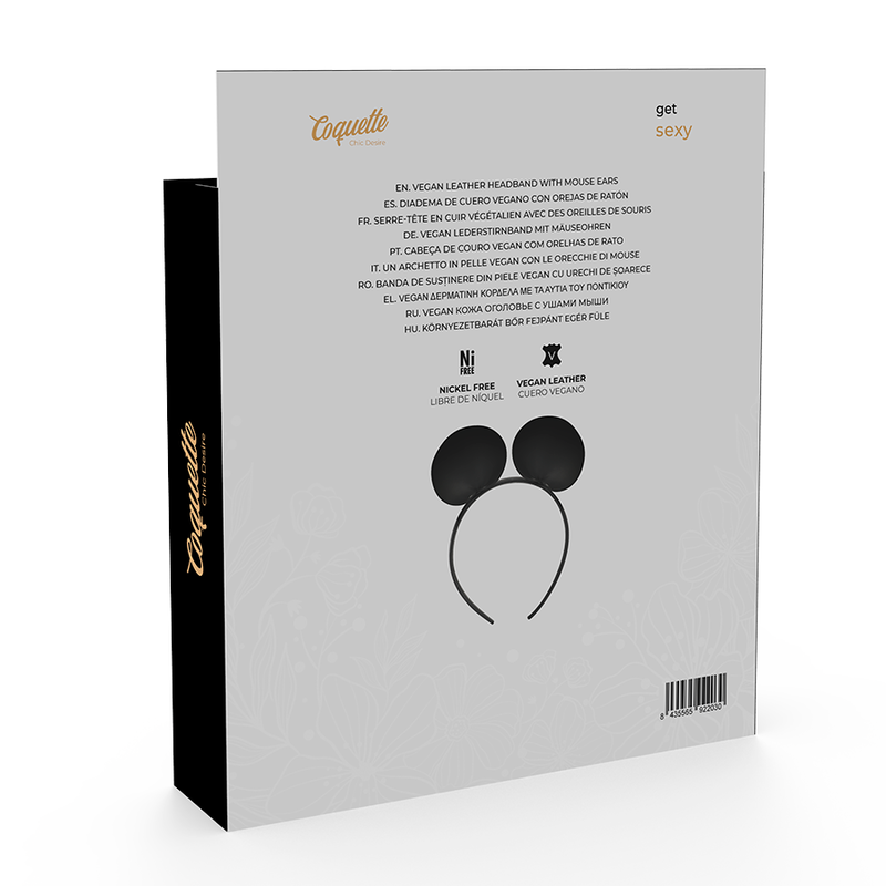 Serre-Tête Oreilles de Souris Cuir Végétalien Accessoire Sensuel - Coquette