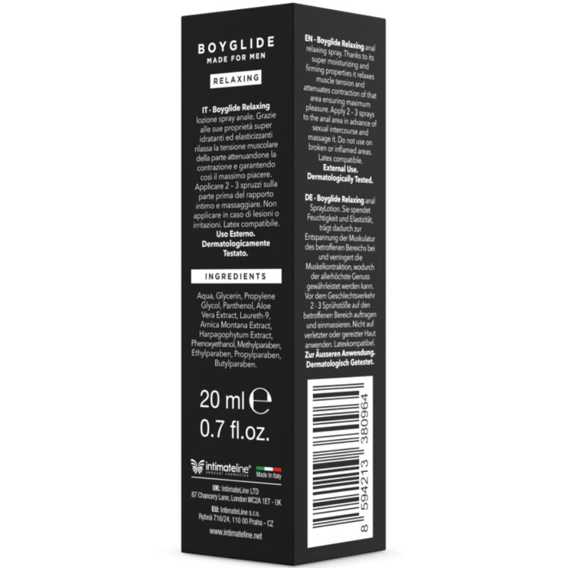 Spray Relaxant Anal Boyglide Détendant Hydratant 20 ml - Intimateline