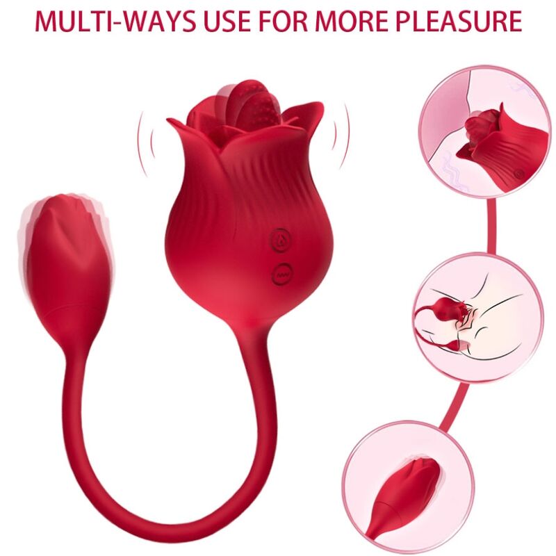 Stimulateur Clitoridien Rose Aspiration et Langue Vibrante 100% Étanche - Armony