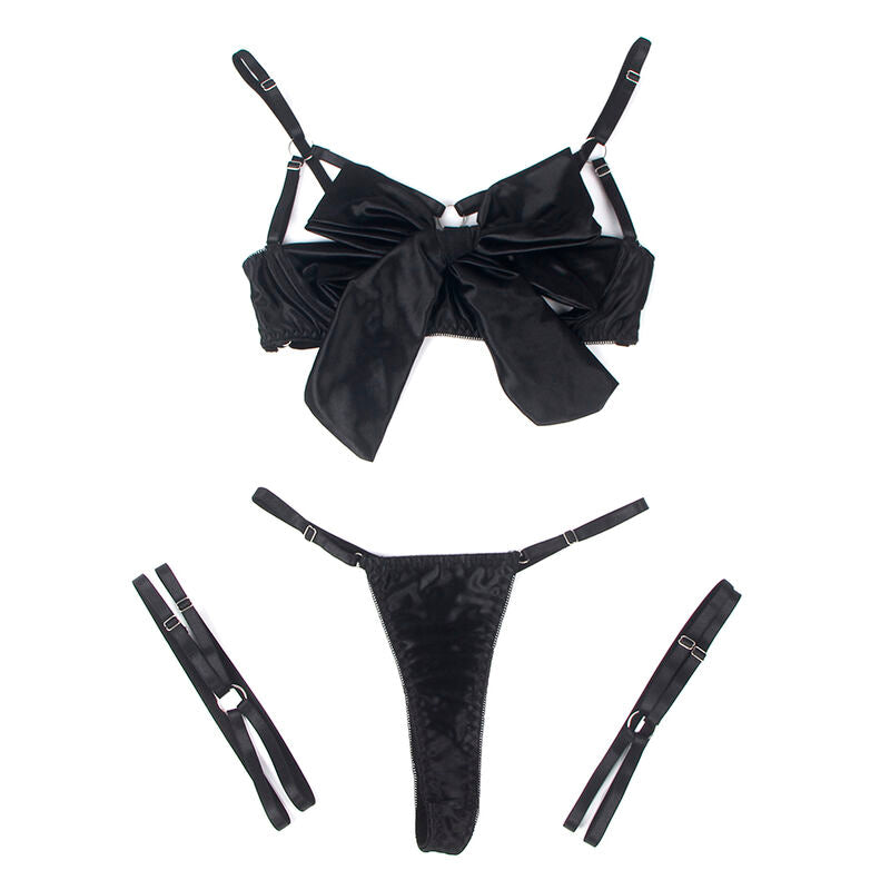SUBBLIME - 955205 ENSEMBLE SOUTIEN-GORGE AVEC NŒUD NOIR RÉGLABLE L/XL