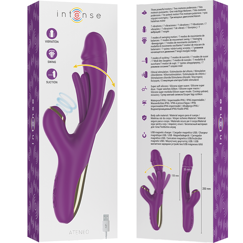 Vibromasseur Clitoridien Ateneo Langue Oscillante Aspiration 3 Moteurs - Intense