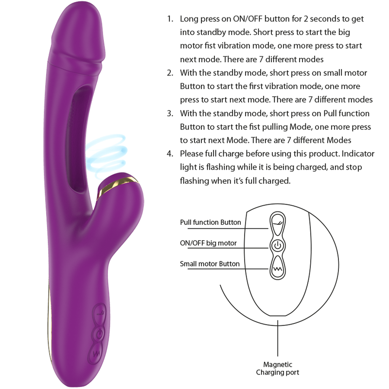 Vibromasseur Clitoridien Ateneo Langue Oscillante Aspiration 3 Moteurs - Intense