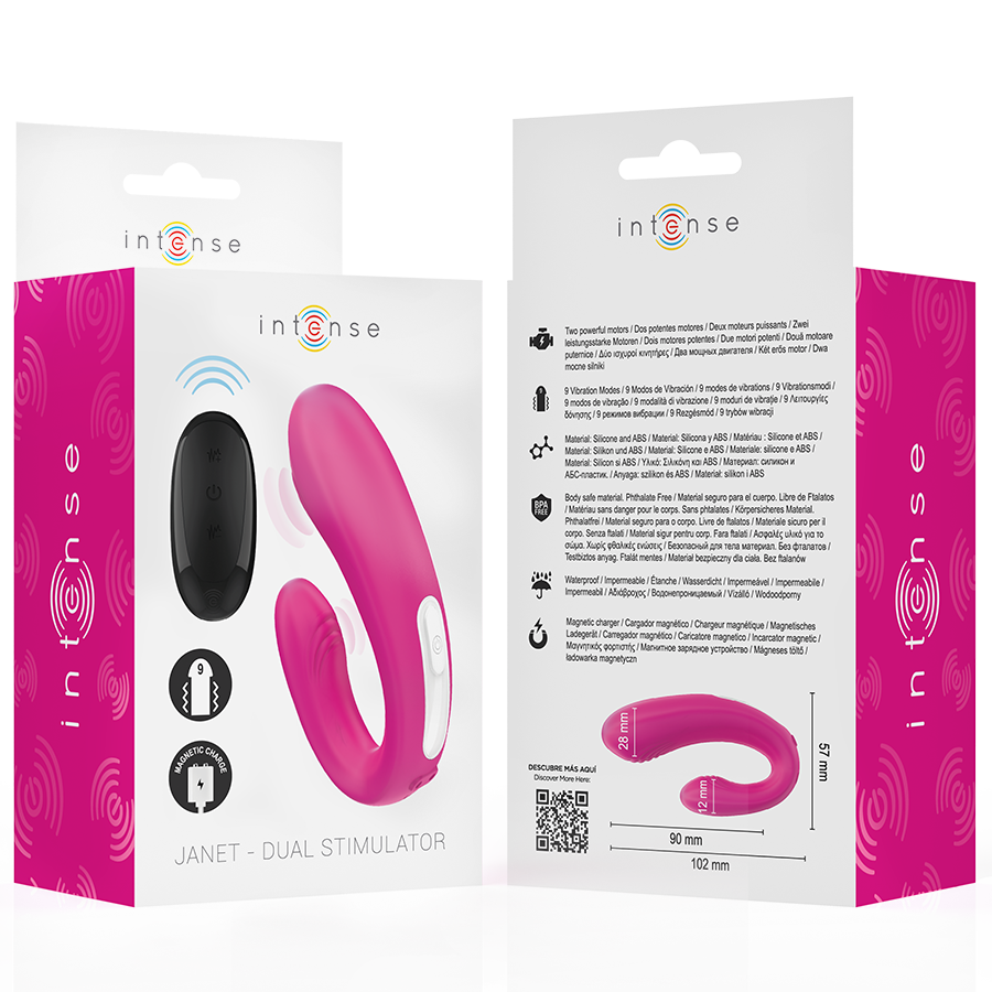Vibromasseur Couple Janet Forme en U 2 Moteurs Télécommande 9 Modes - Intense