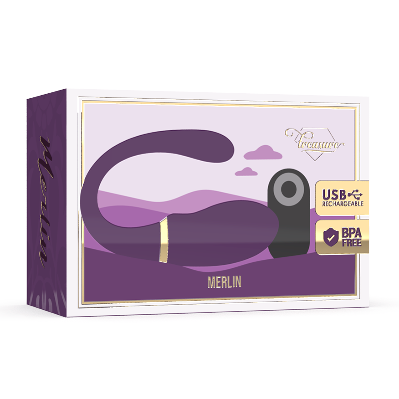 Vibromasseur Double Pénétration Merlin Télécommandé 10 Modes USB - Treasure