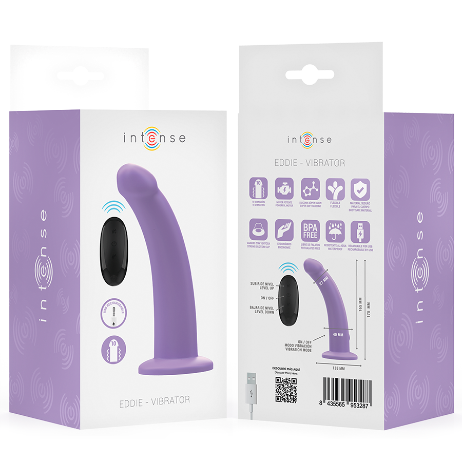 Vibromasseur Eddie 17,5 cm 10 Vibrations Télécommande Rechargeable - Intense