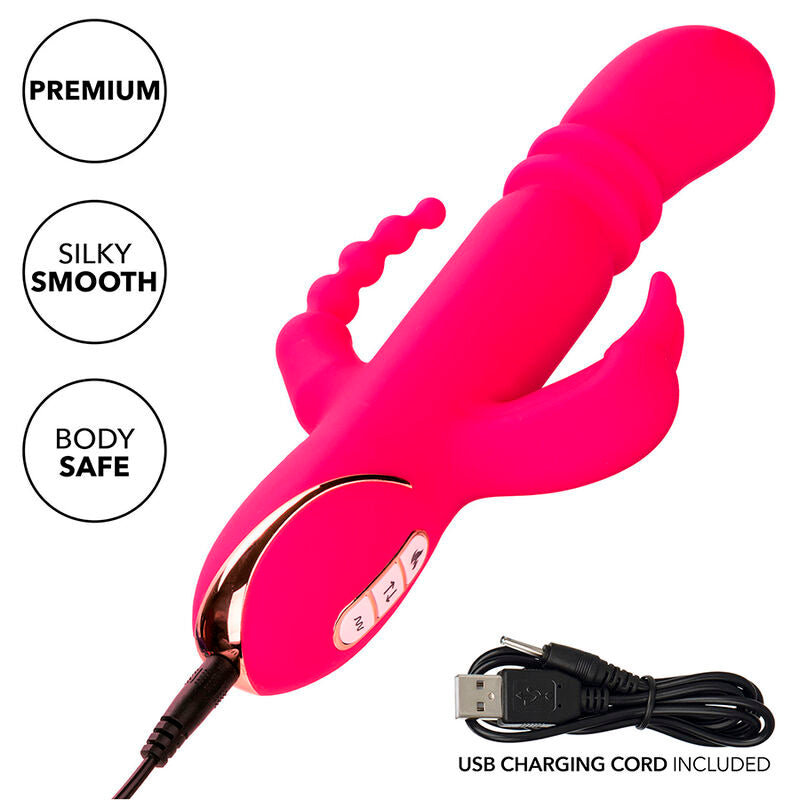 Vibromasseur Rabbit Chauffant Jack Fantasy Triple Poussée 7 Modes - CalExotics
