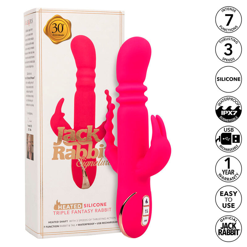 Vibromasseur Rabbit Chauffant Jack Fantasy Triple Poussée 7 Modes - CalExotics