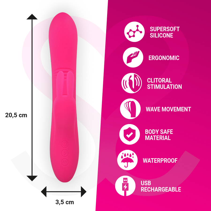 Vibromasseur Rabbit Ethan Mouvement Waving 7 Vibrations Rechargeable - Moressa