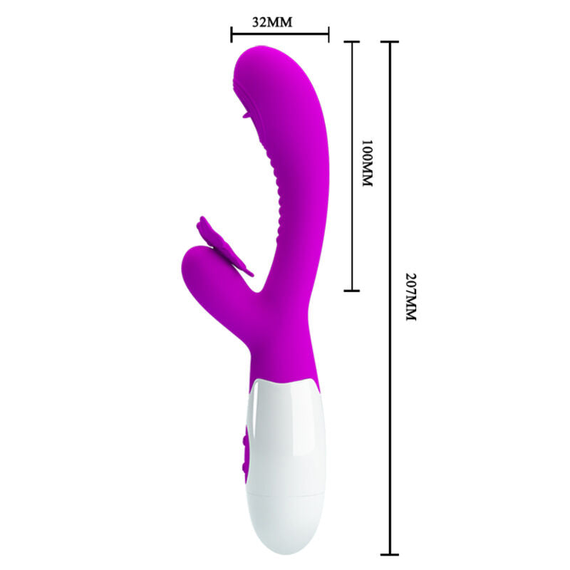Vibromasseur Rabbit Léchant Moth Lilas 12 Vibrations 3 Modes Langue - Pretty Love
