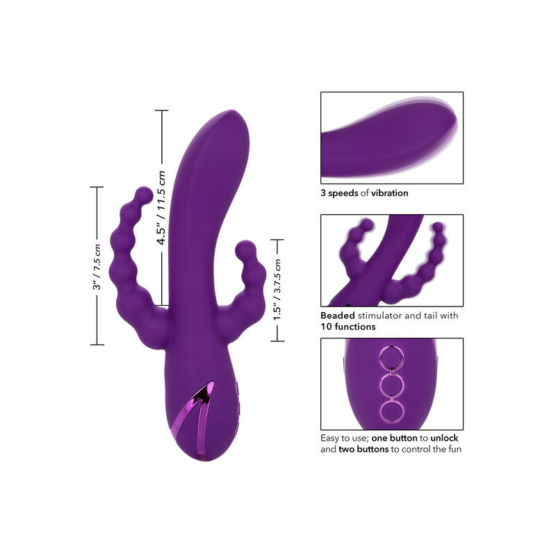 Vibromasseur Rabbit Triple Stimulation Long Beach Bootylicious Étanche - CalExotics